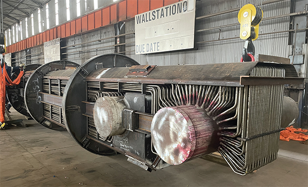 A view of the cramped internal space inside an HP heater