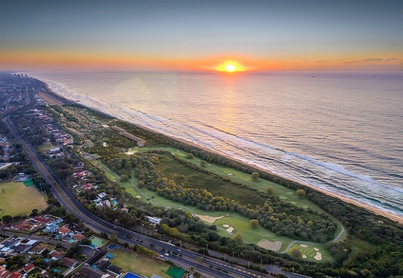 Beachwood Coastal Estate aerial sunrise