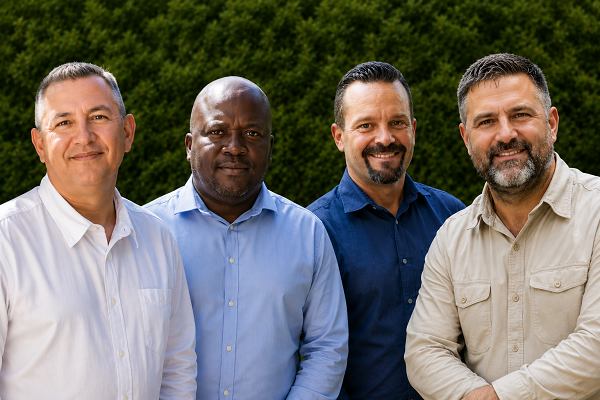 From Left Adriaan Claassens Christopher Manzini Francois Rossouw and Dwayne Maass