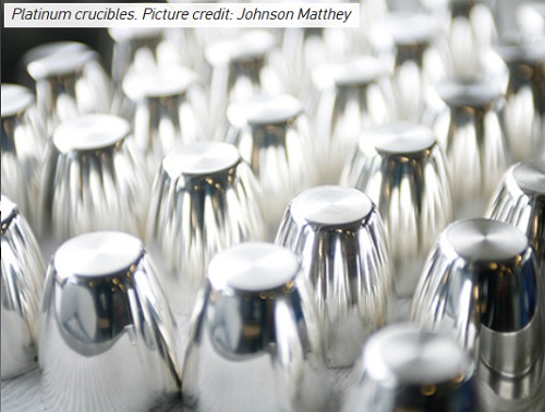 Platinum based equipment is critical for producing large flawless crystals for electronics and optics applications