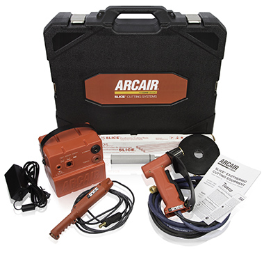 ESAB SLICE battery pack Arcair front contents blue hose hi